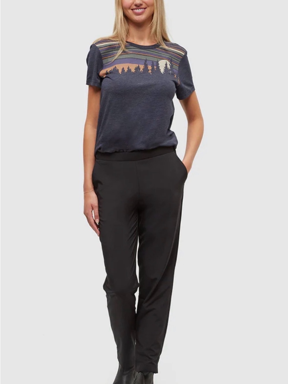 tentree in-motion Black Elastic-Waist Pants